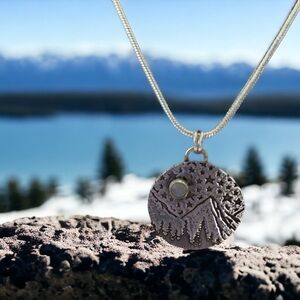 Moon over the mountains sterling pendant